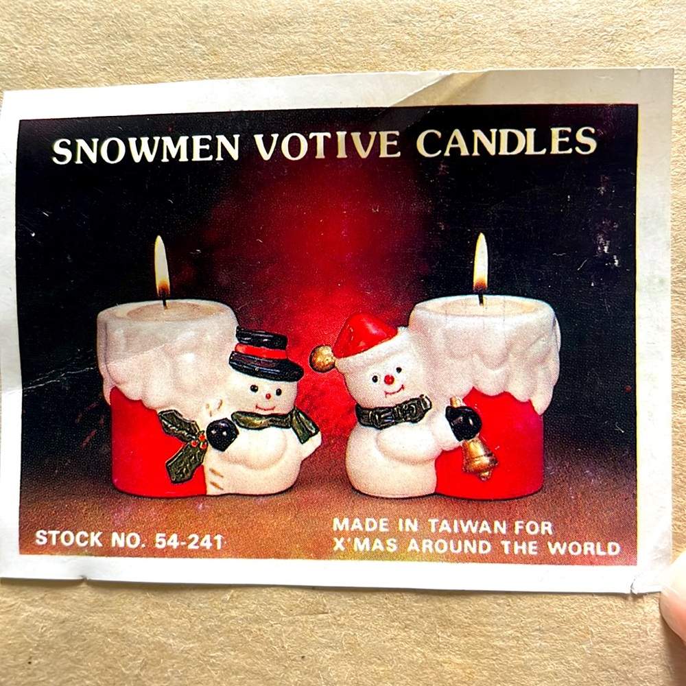 VINTAGE Snowmen Votive Candles
